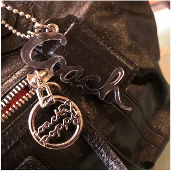 Coach Poppy Legacy Rocker Leather Satchel Stripe Satin Interior - Picture 7 of 11